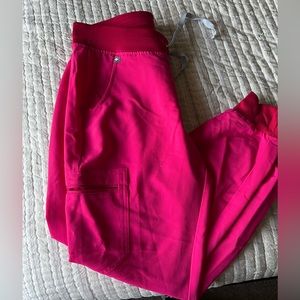 HOT pink small petite FIGS joggers